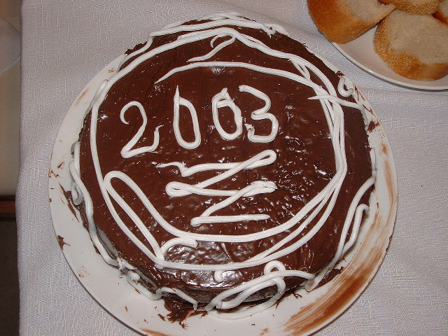 Tuisgemaakte sjokolade koek vir nuwe jaar.